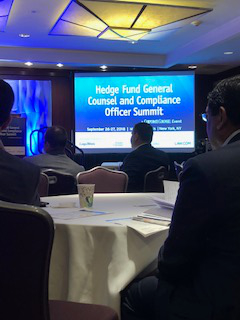 Sponsoring and attending Hedge Fund Global Compliance Conference in New Yor