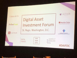 Sponsoring and attending Digital Asset Investment Forum in Washington DC
